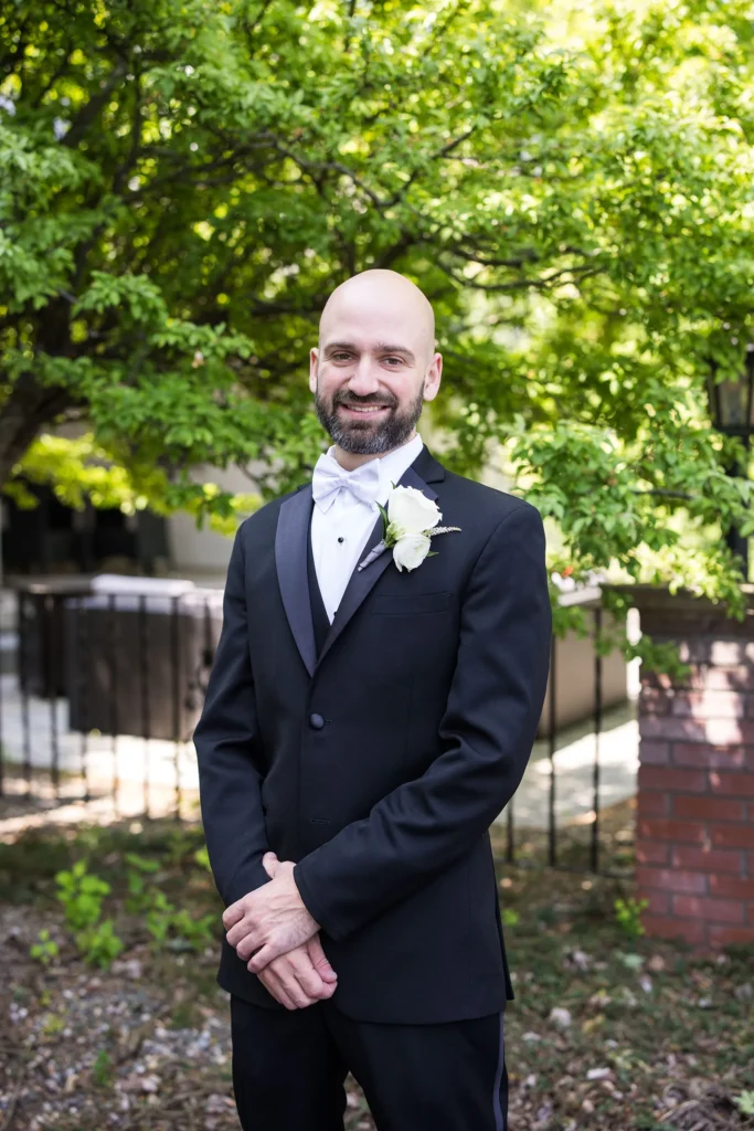 Photo of the groom from a Glen Sanders Mansion wedding at Glen Sanders Mansion in Scotia NY