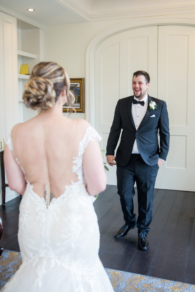 Bride and groom at a wedding at the Adelphi Hotel by Saratoga wedding photographer Caitlin Miller