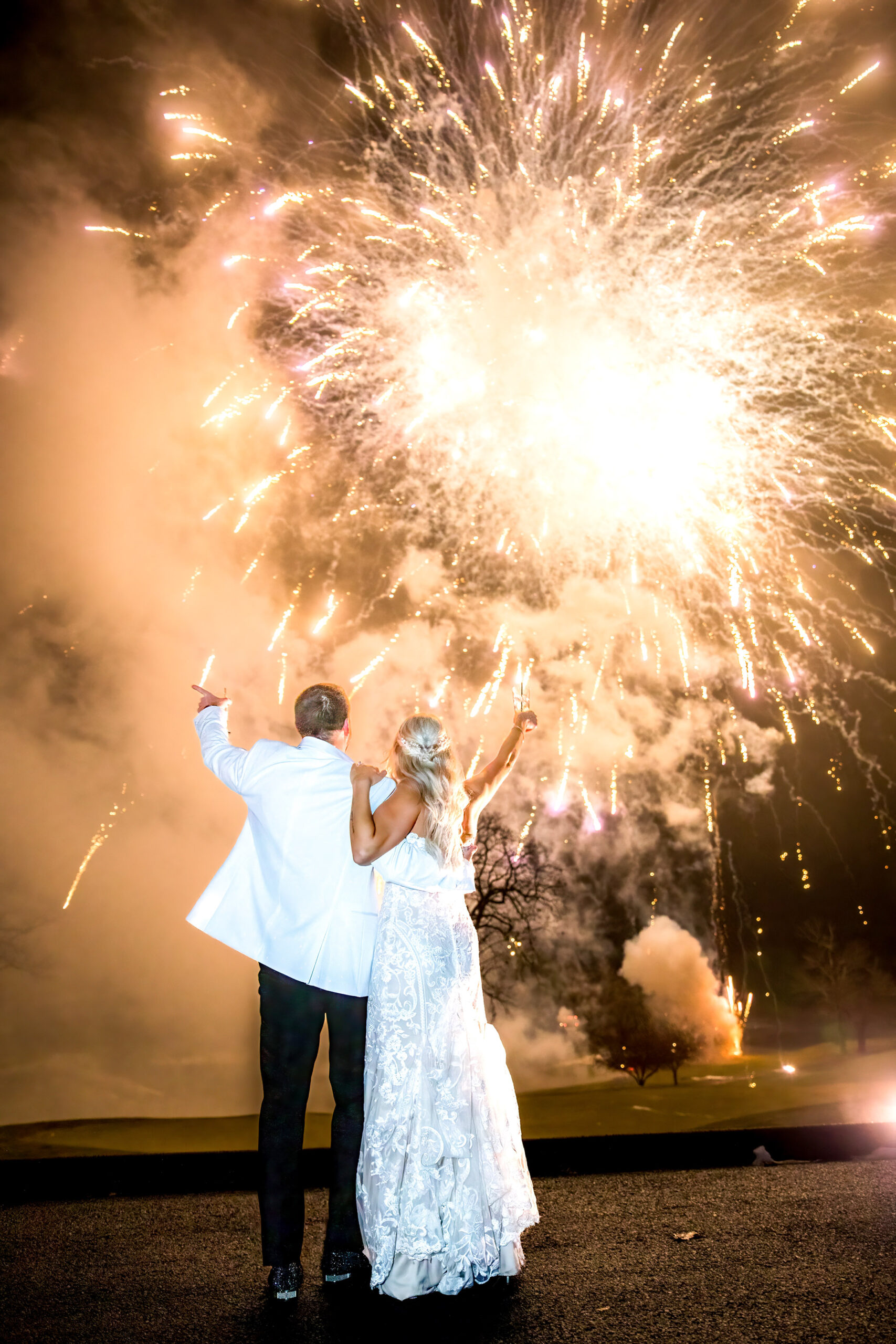 Fireworks from a wedding at the albany country club by mazzone hospitality by Albany NY photographer Caitlin Miller Photography