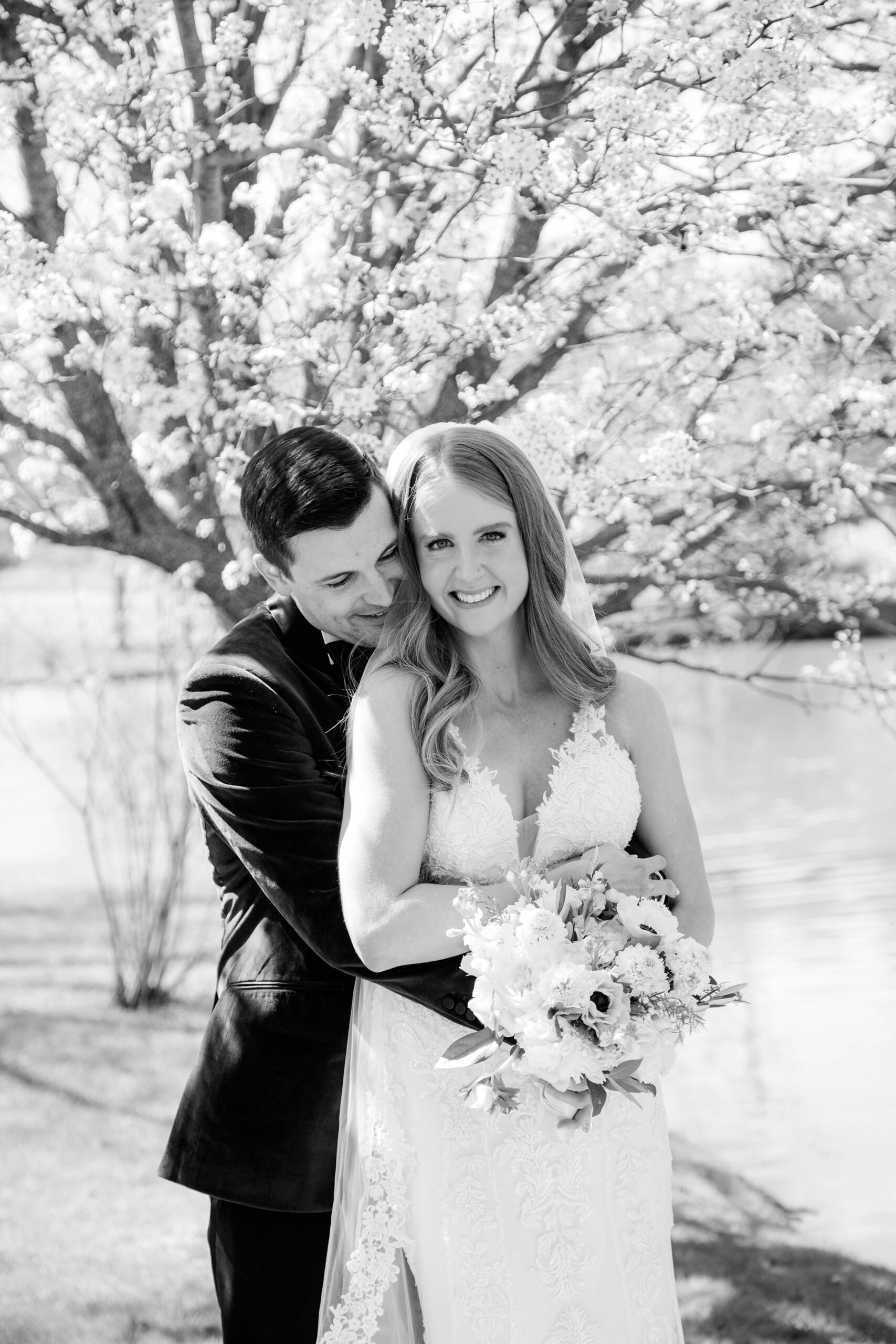 Groom and bride at a Birch Hill wedding by Saratoga Springs photographer Caitlin Miller - one of our favorite Upstate NY wedding locations!