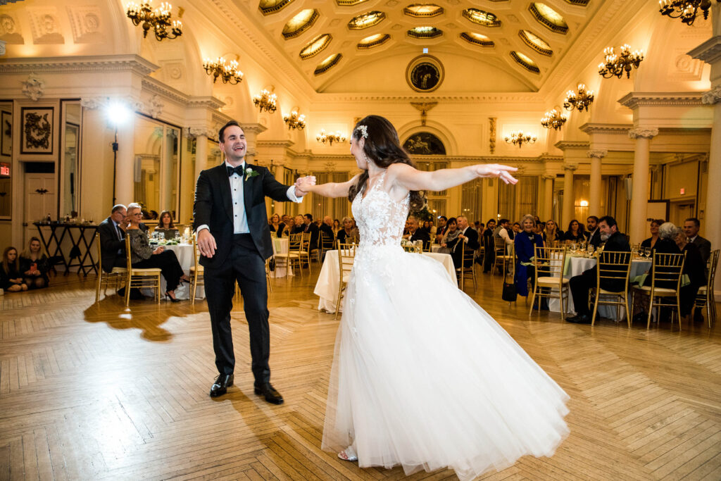 First dance at a wedding reception at the Canfield Casino