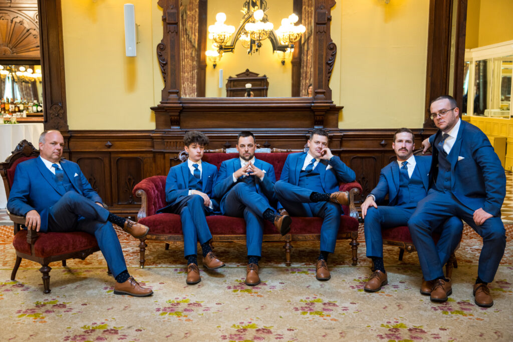 Groomsmen at a wedding at the Canfield Casino Saratoga Springs