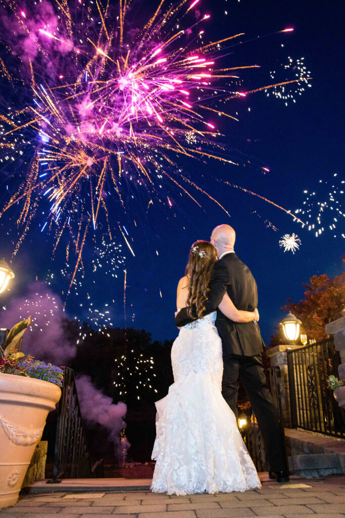 Fireworks at a wedding at the Glen Sanders Mansion ballroom