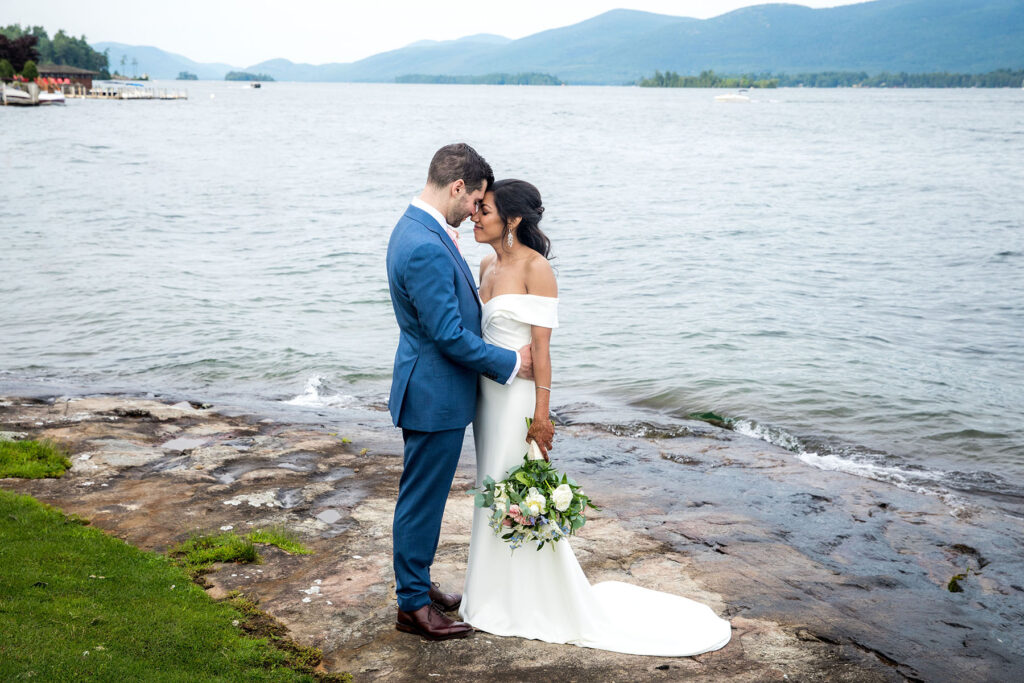 Indian couple from at an indian wedding on lake george from a one of the best lake george wedding venues