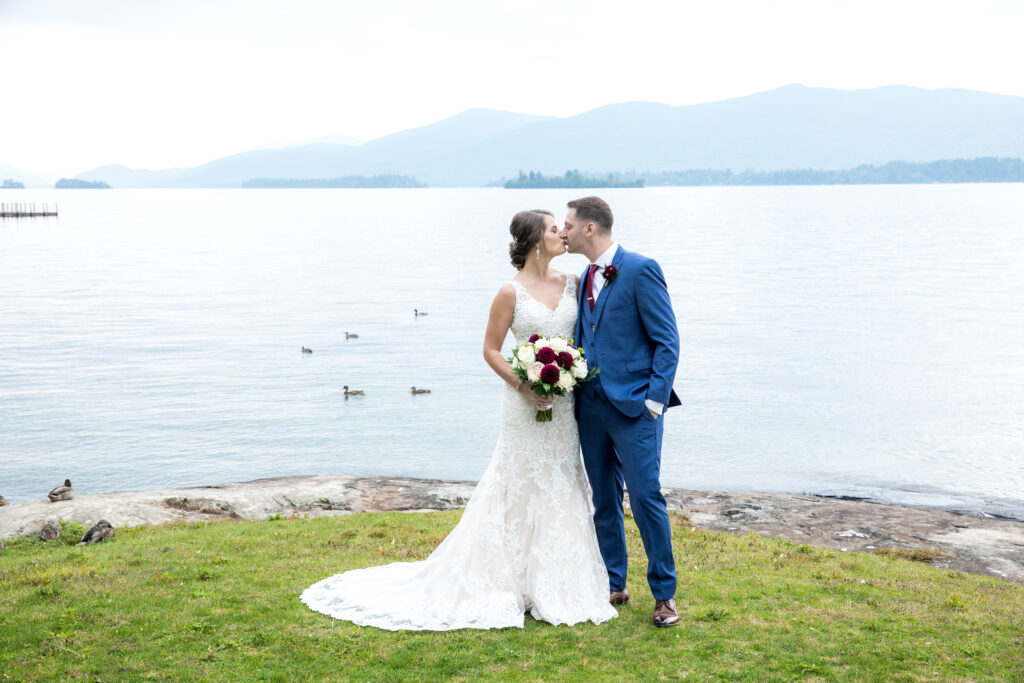 Bride and groom at a Lake George wedding at the the erlowest & sun castle resort, photographer in albany ny