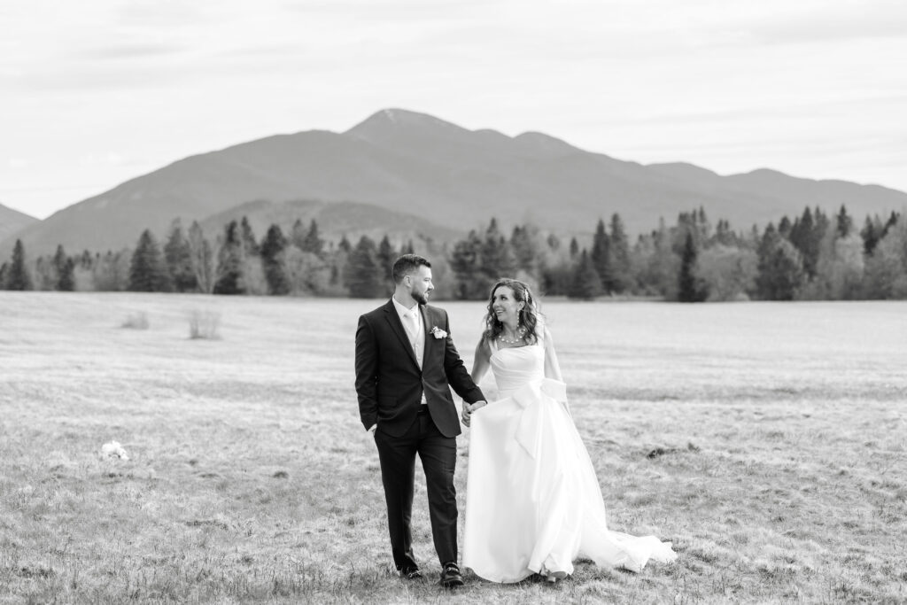 Newlywed couple at the Lake Placid Club in Lake Placid Adirondacks - upstate NY wedding locations