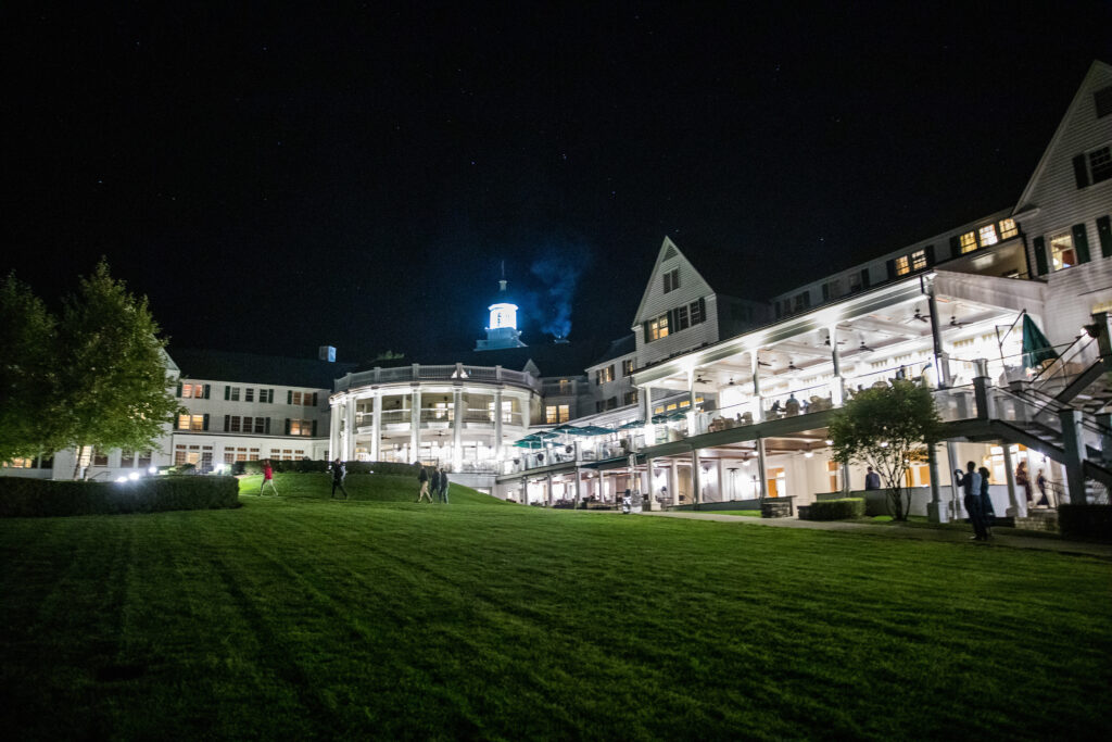 The sagamore resort at night at a Lake George wedding at the Sagamore Resort on Lake George NY