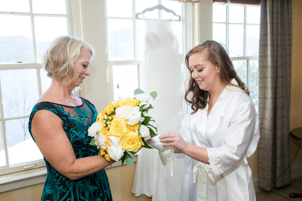 Bride getting ready for a Lake George wedding at one of our favorite lake george hotels - the Sagamore Resort on Lake George NY