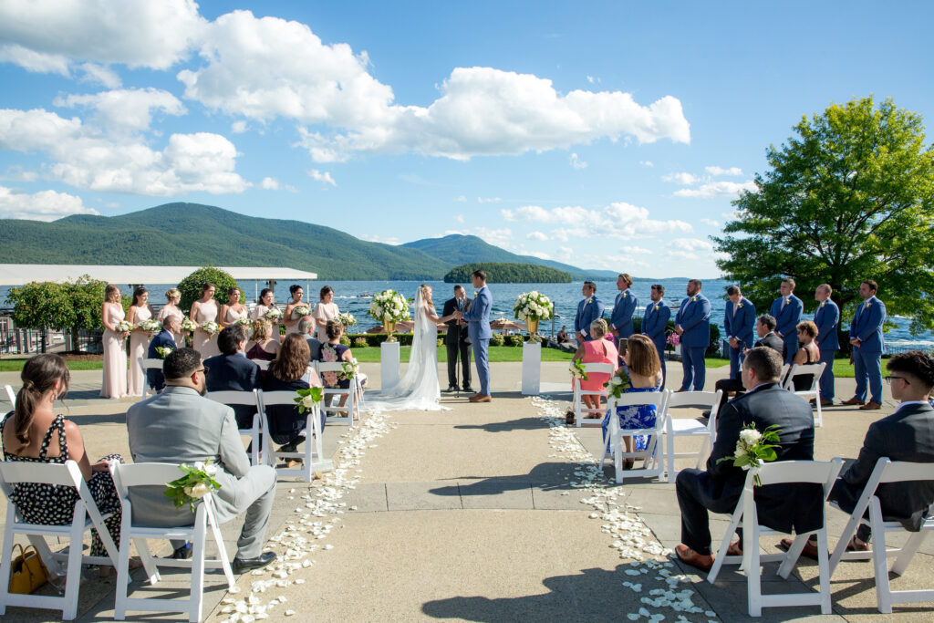 Wedding ceremony from a Lake George wedding at the Sagamore Resort on Lake George NY