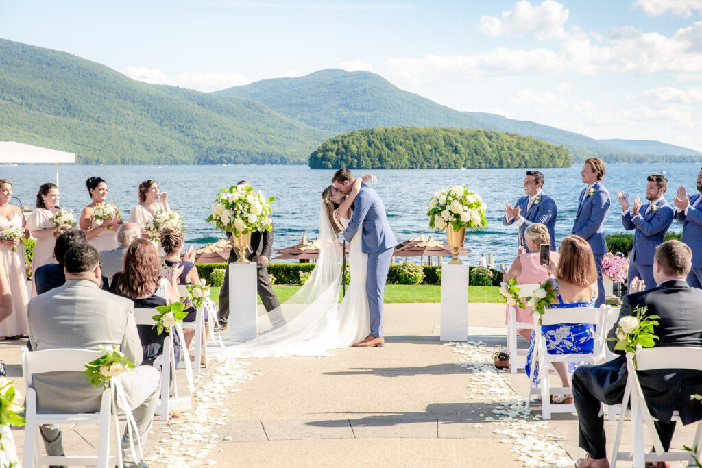 Wedding ceremony from a Lake George wedding at the Sagamore Resort on Lake George NY