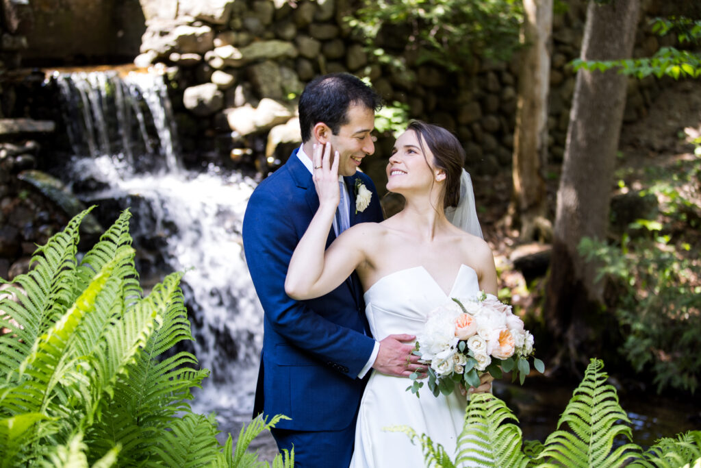 A bride and groom at the Lake Placid Club in Lake Placid Adirondacks