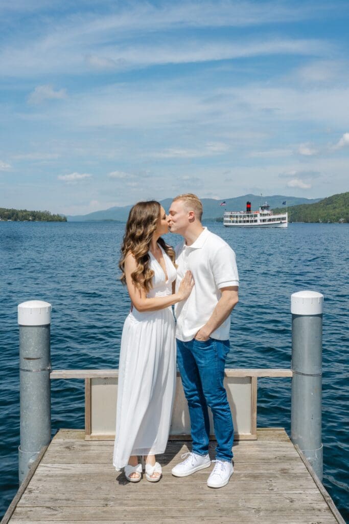 Photos from an engagement session in Lake George. Couple is getting married at the Inn at Erlowest - Adirondacks by Saratoga Springs wedding photographer Caitlin Miller