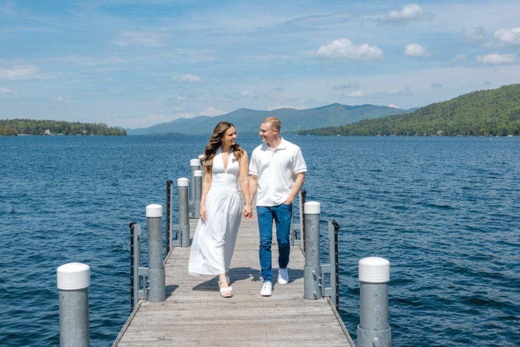 Photos from an engagement session in Lake George. Couple is getting married at the Inn at Erlowest - Adirondacks by Saratoga Springs wedding photographer Caitlin Miller