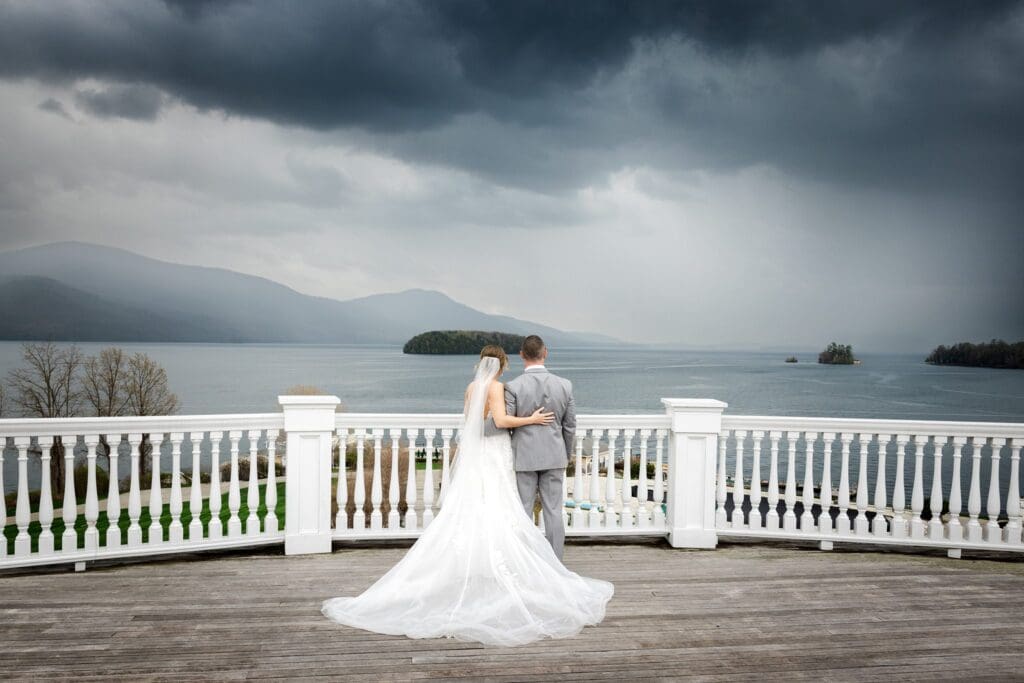 Photos from a stormy Sagamore Resort wedding on Lake George by Saratoga Springs wedding photographer Caitlin Miller