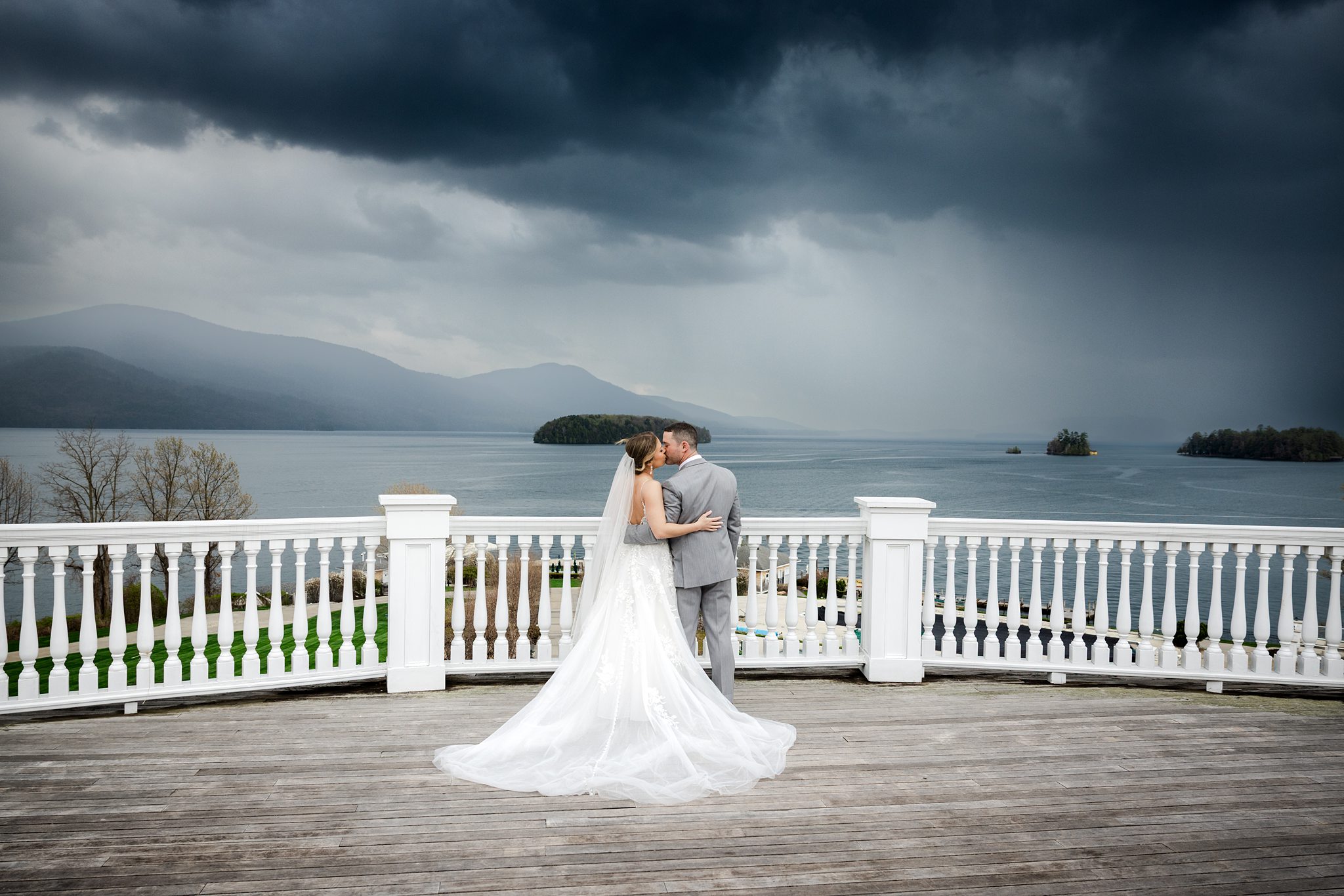 Photos from a stormy Sagamore Resort wedding on Lake George by Saratoga Springs wedding photographer Caitlin Miller