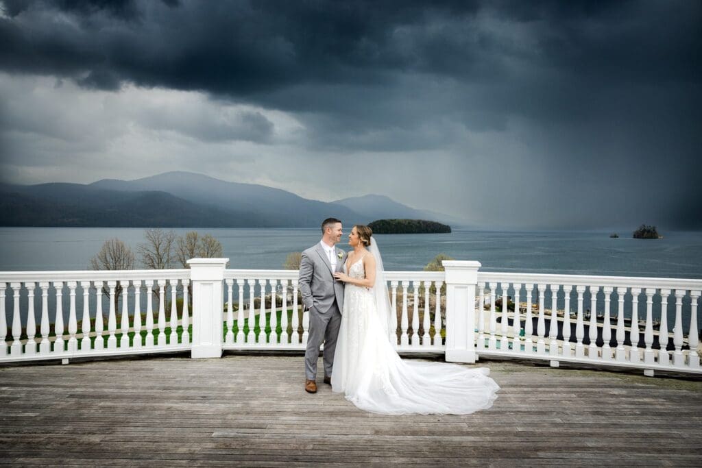 Photos from a stormy Sagamore Resort wedding on Lake George by Saratoga Springs wedding photographer Caitlin Miller