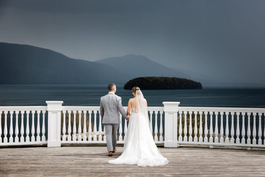 Photos from a stormy Sagamore Resort wedding on Lake George by Saratoga Springs wedding photographer Caitlin Miller
