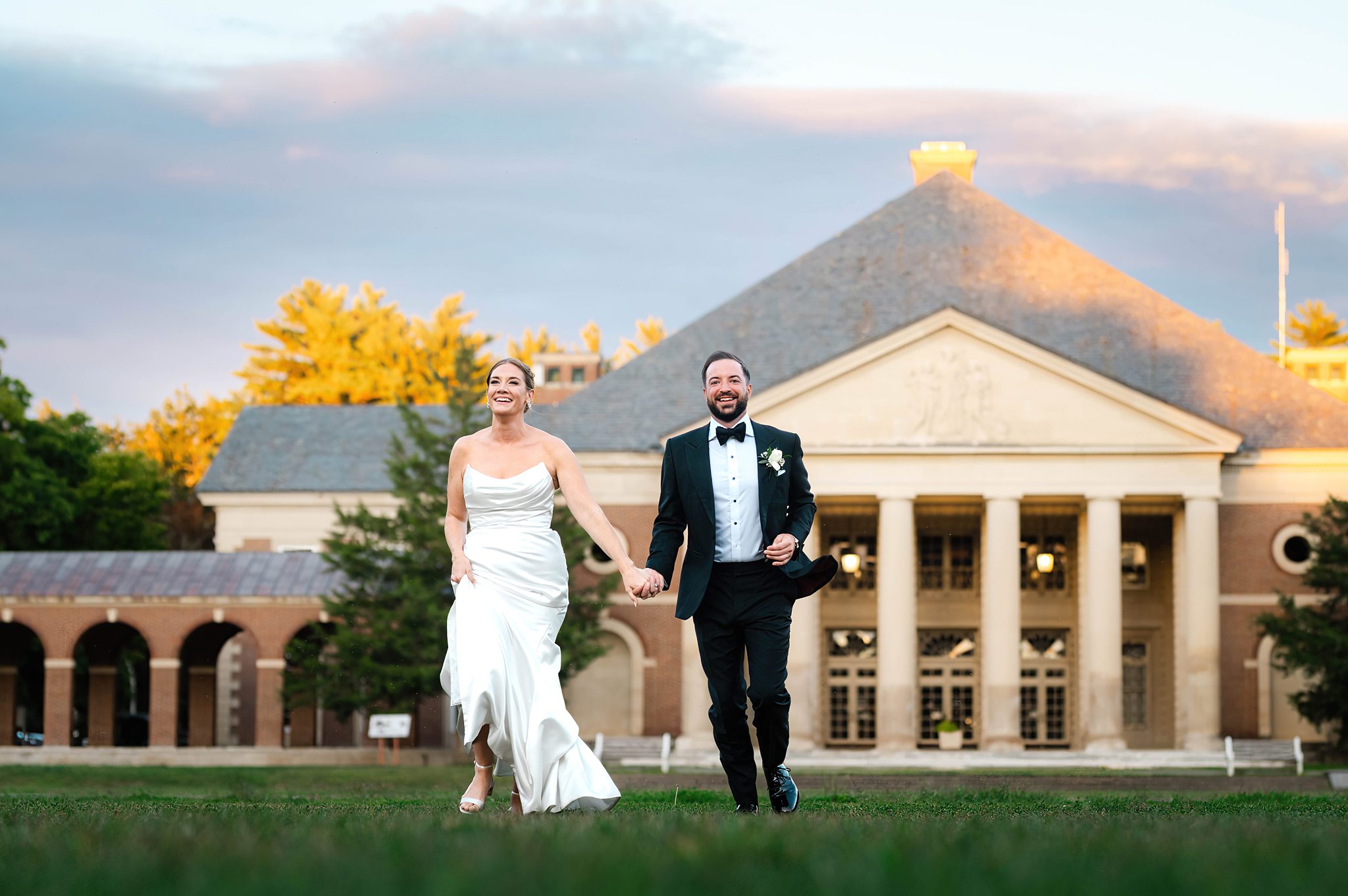 Classic architectural wedding photos at the Hall of Springs in Saratoga